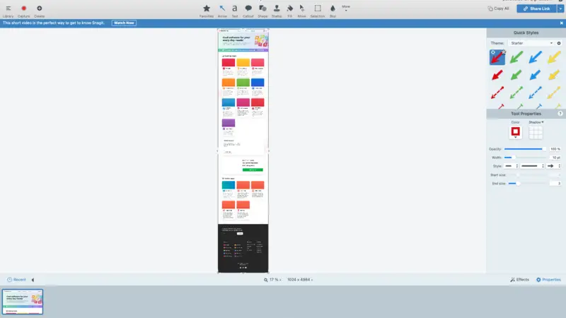 Full page screenshot with Snagit